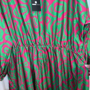 STYLEWE Green and Pink Long Sleeve Dress